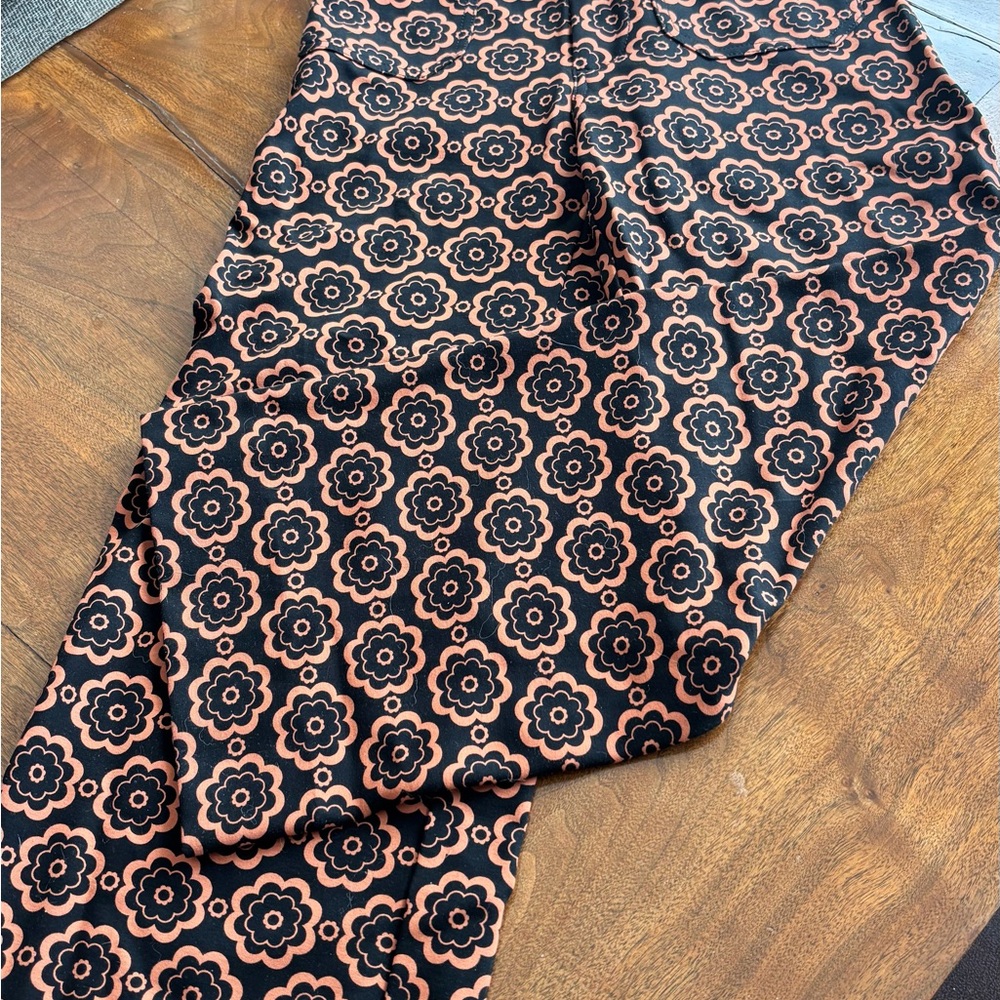 Anthropologie Maeve Black and Orange Floral Pants NWT 25